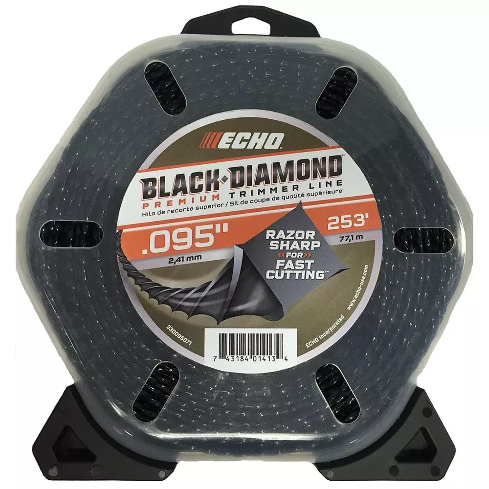 .095" Black Diamond Trimmer Line 253 Ft. Large Clam For Efficient Lawn Care