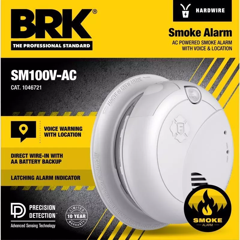 BRK Voice and Locatio Hard-Wired w/Battery Back-up Photoelectric Smoke