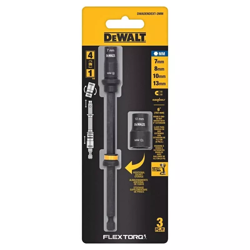 DeWalt Flextorq 7,8,10,13 mm X 6 in. L Black Oxide Double-Ended Nut