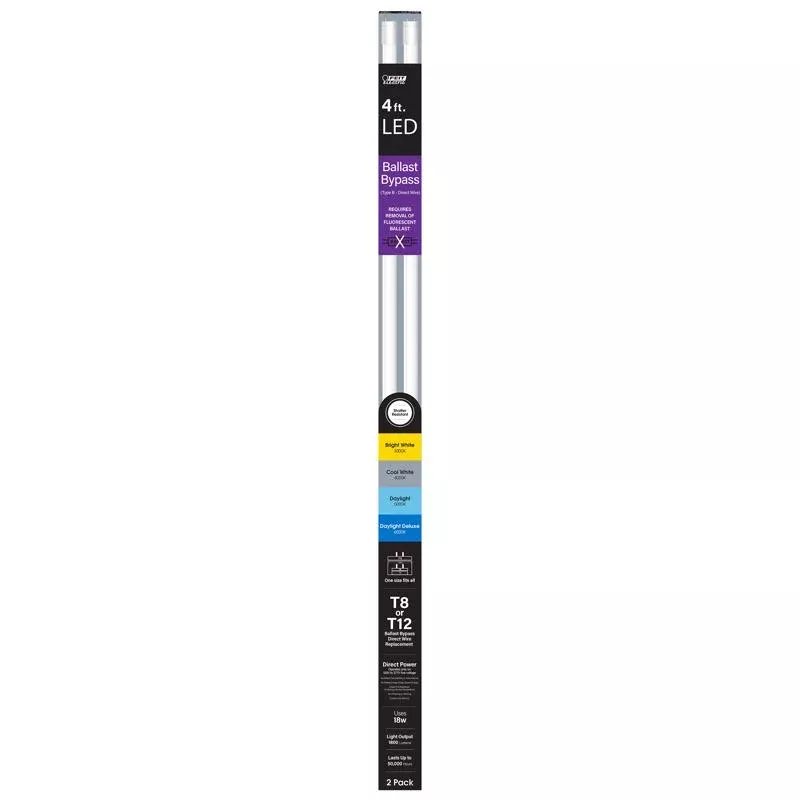 Feit Tubular White 48 in. G13 T8 LED Linear 32 Watt Equivalence 2 pk