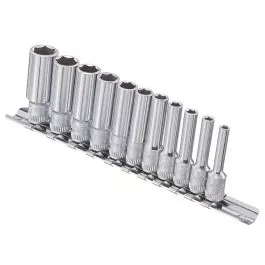 Genius Tools 11 Piece Metric Deep Socket Set 1/4 Inch Drive High-Strength Hand Tool Set - GD-211M