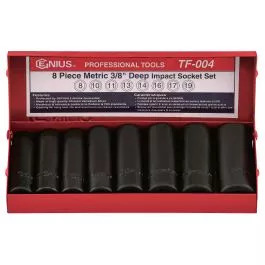 Genius Tools 8 Piece Metric Deep Impact Socket Set 3/8 Inch Drive Heavy Duty Chrome Molybdenum Steel - TF-004