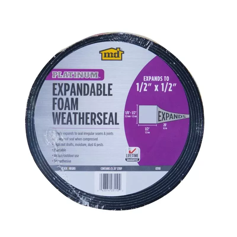 M-D Building Products Platinum Black Foam Weather Stripping Tape For